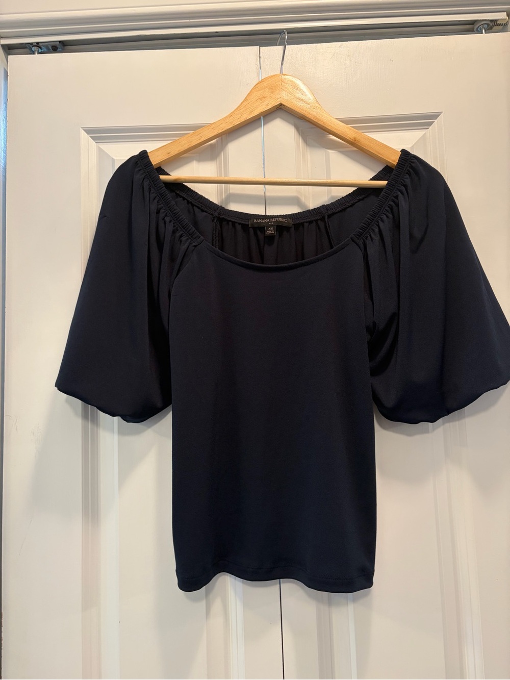 2 Banana Republic tops - Cream and Navy Off-Shoulder Puff Sleeve Top